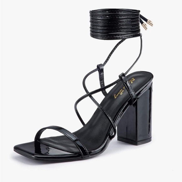 Black Strappy Heeled Sandals Size 9 - Picture 3 of 10